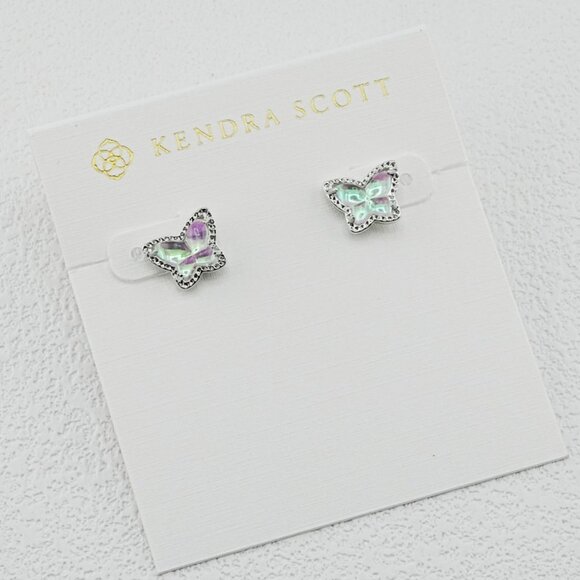 Kendra Scott Butterfly White AB Necklace & Stud Earrings Set - Picture 2 of 3